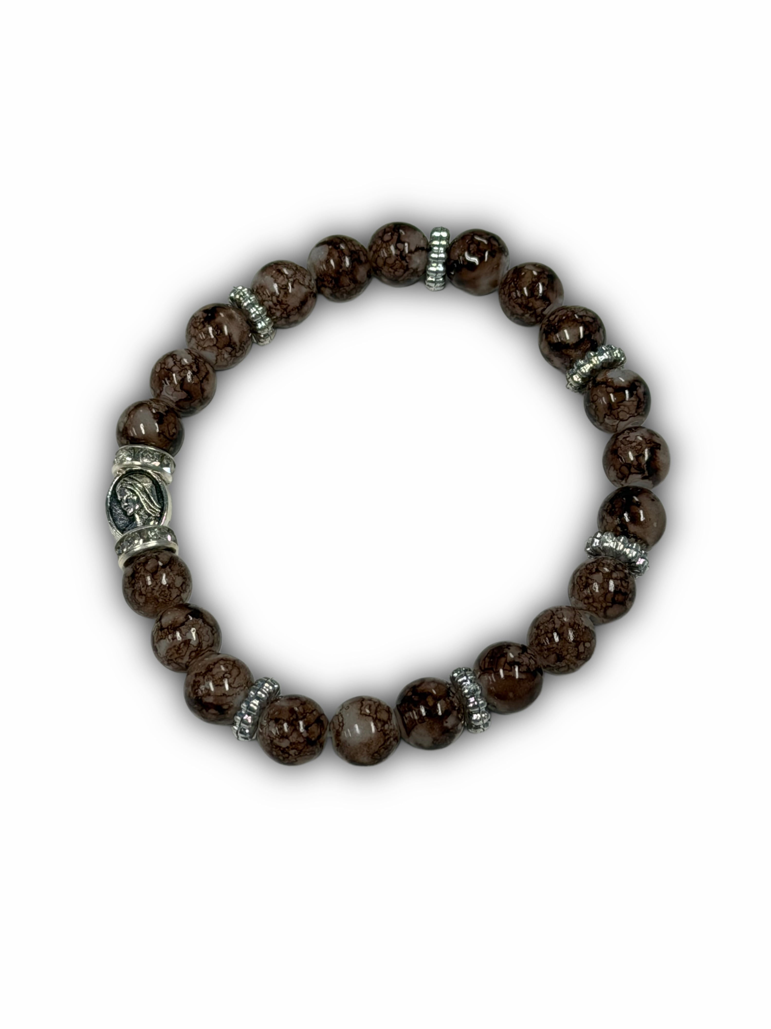 Medjugorje Earth Stone Miraculous Medal Bracelet