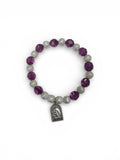 Virgin Mary Catholic Bracelet – Purple Crystal & Pearl-Style Beads